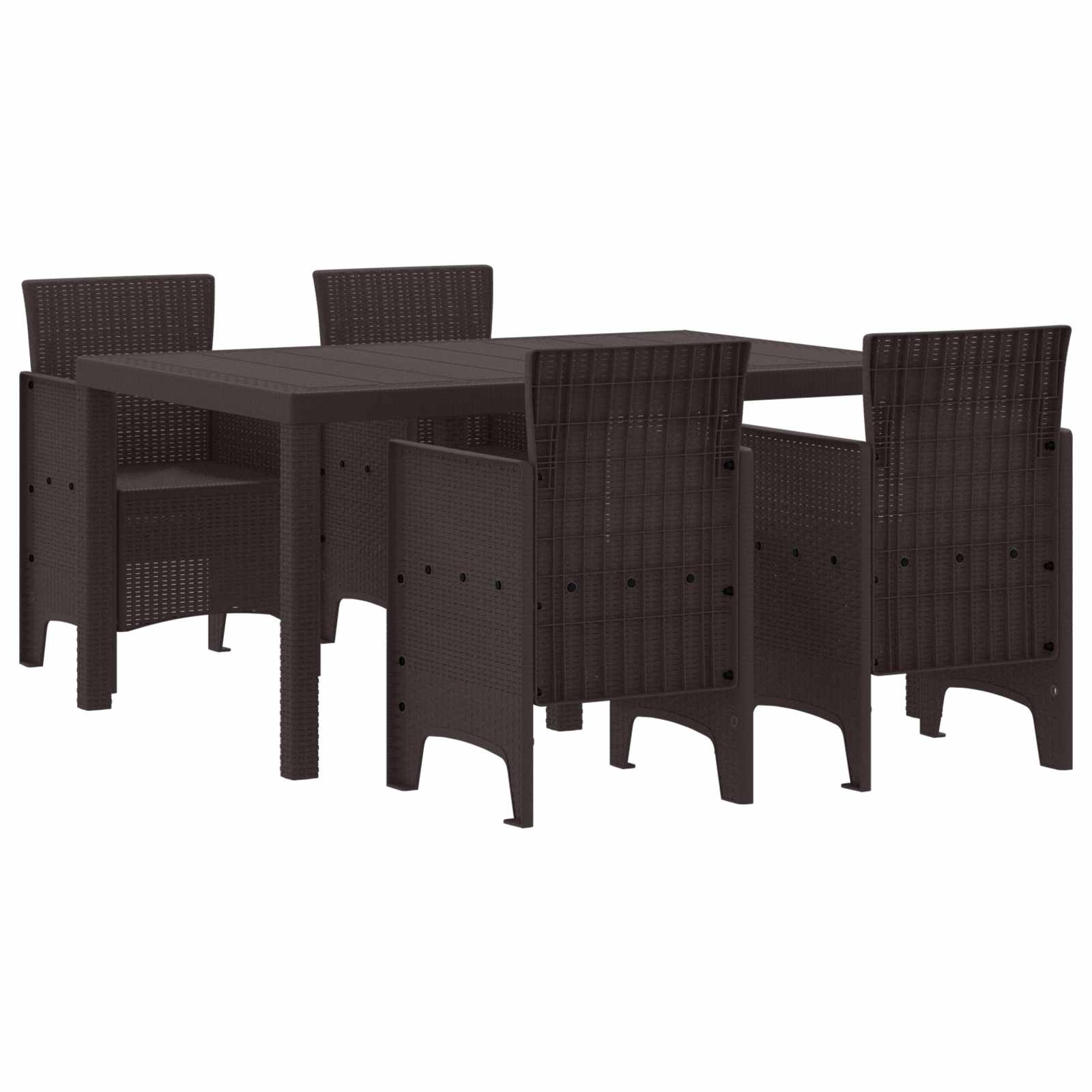 vidaXL Σέτ φαγητού για κήπο 5 τμχ. Καφέ Rattan Polt