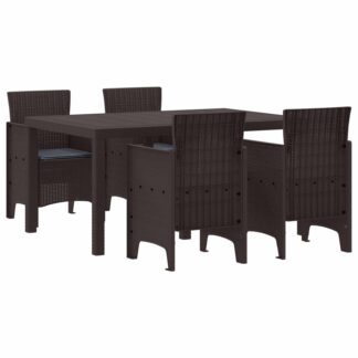 vidaXL Σέτ φαγητού για κήπο 5 τμχ. Καφέ Rattan Polt