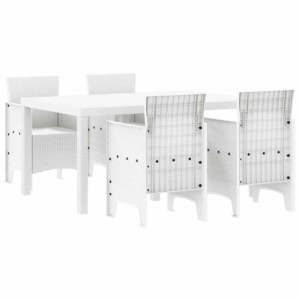 vidaXL Σέτ φαγητού για κήπο 5 τμχ. Λευκό Rattan Polt - Image 2