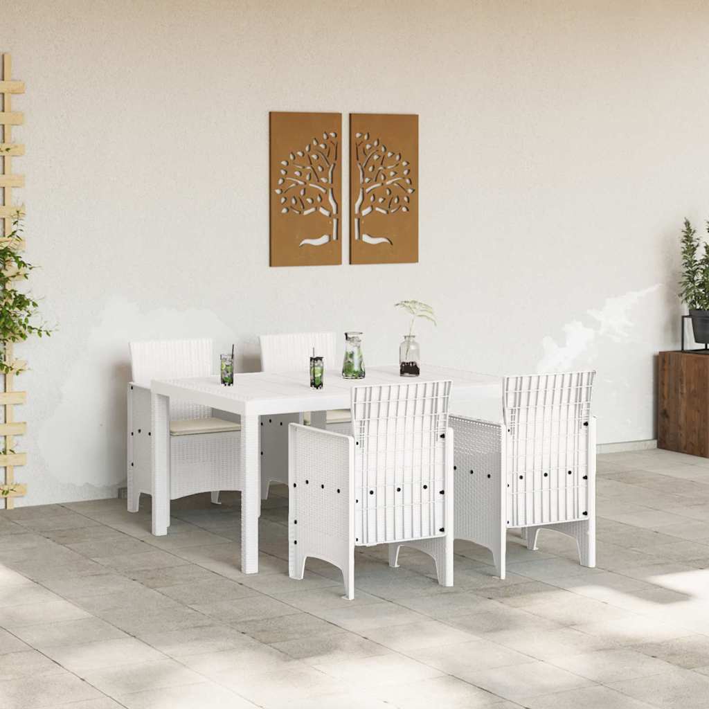 vidaXL Σέτ φαγητού για κήπο 5 τμχ. Λευκό Rattan Polt - Image 2