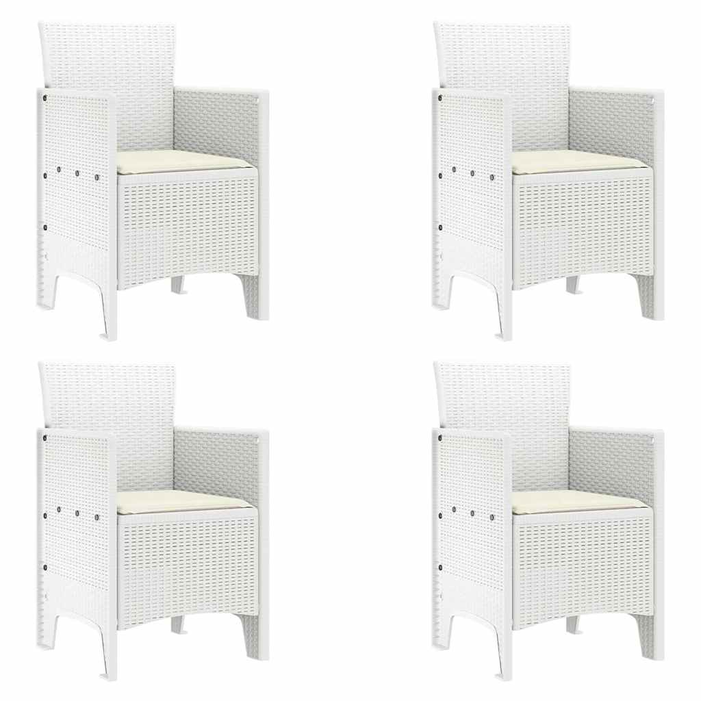vidaXL Σέτ φαγητού για κήπο 5 τμχ. Λευκό Rattan Polt - Image 4