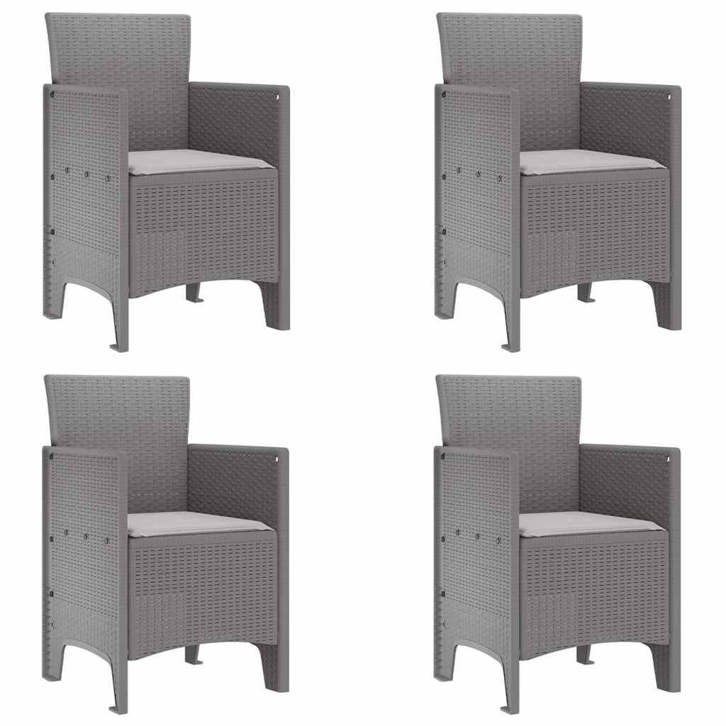vidaXL Σέτ φαγητού για κήπο 5 τμχ. Ανοιχτό γκρι Rattan Polt - Image 4