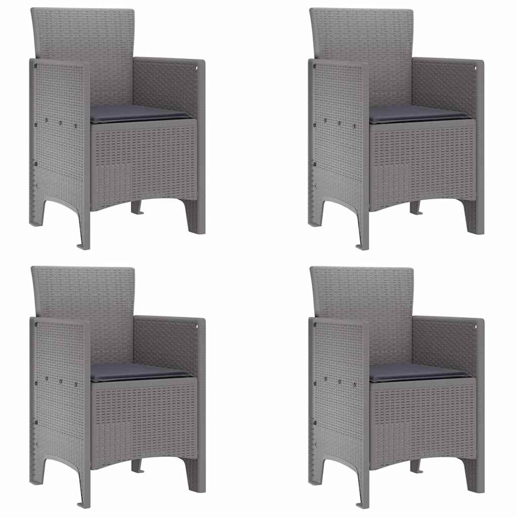 vidaXL Σέτ φαγητού για κήπο 5 τμχ. Ανοιχτό γκρι Rattan Polt - Image 5