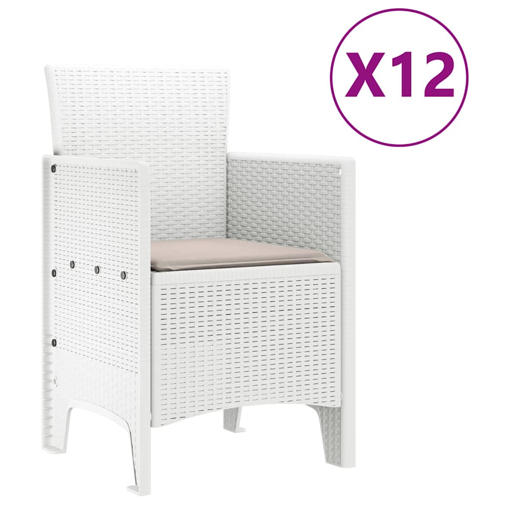 vidaXL Σέτ φαγητού για κήπο 13 τμχ. Λευκό Rattan Polt - Image 5