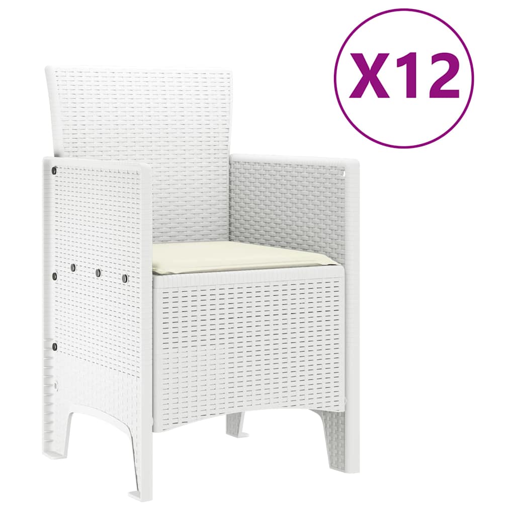 vidaXL Σέτ φαγητού για κήπο 13 τμχ. Λευκό Rattan Polt - Image 5
