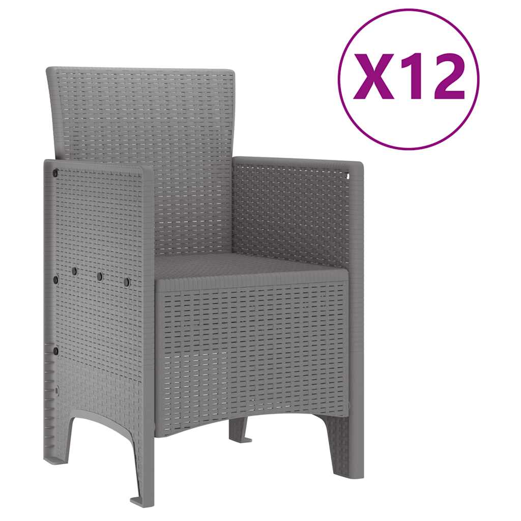 vidaXL Σέτ φαγητού για κήπο 13 τμχ. Ανοιχτό γκρι Rattan Polt - Image 5