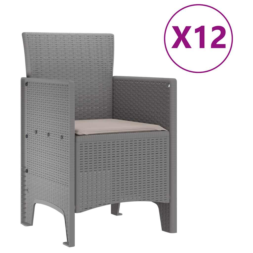 vidaXL Σέτ φαγητού για κήπο 13 τμχ. Ανοιχτό γκρι Rattan Polt - Image 5