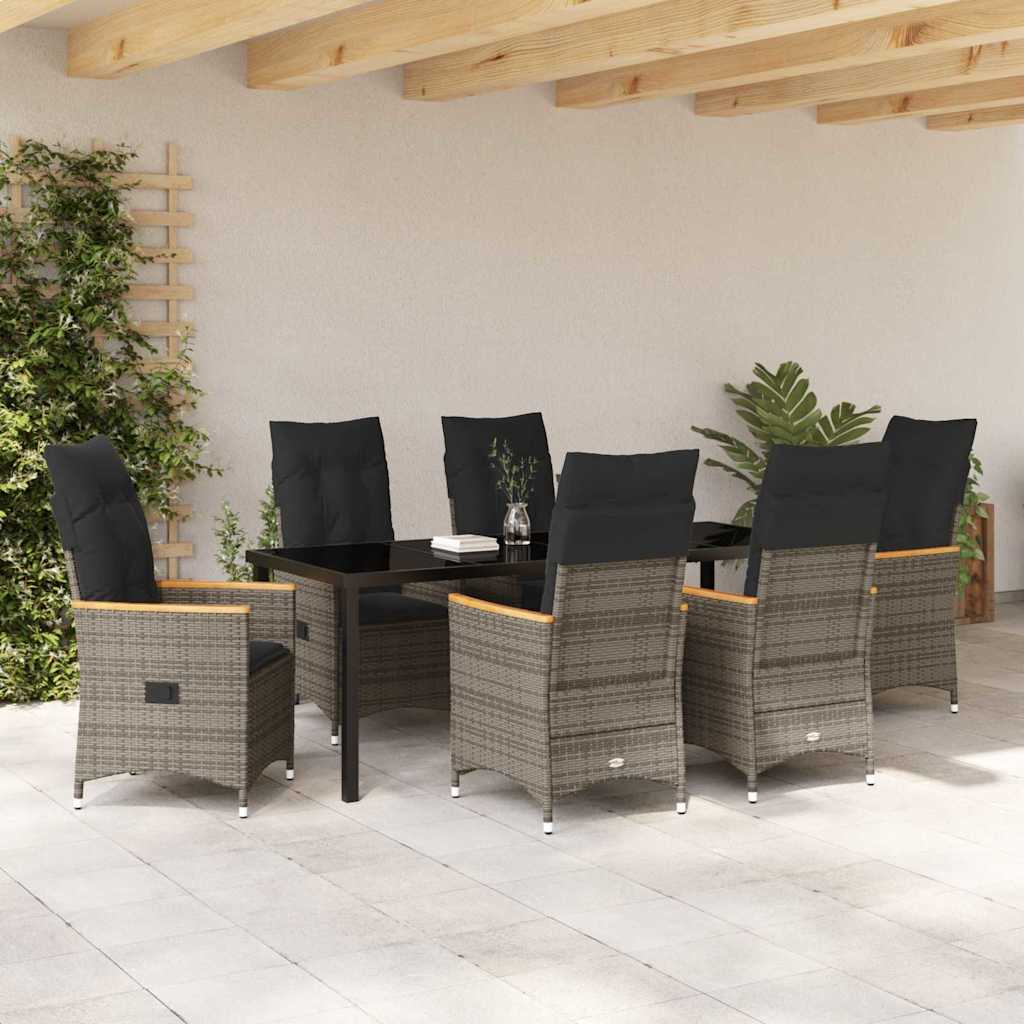 vidaXL Σέτ φαγητού για κήπο 7 τμχ. Γκρι συνθετικό ρατάν - Image 4