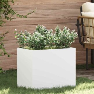 vidaXL Γλάστρα Κήπου Λευκό 50 x 32 x 40 εκ. Ψυχρής έλασης χάλυβας
