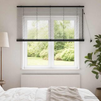 vidaXL Βενετσιάνικη Σκίαση Μαύρο 125 x 130 εκ 35 mm