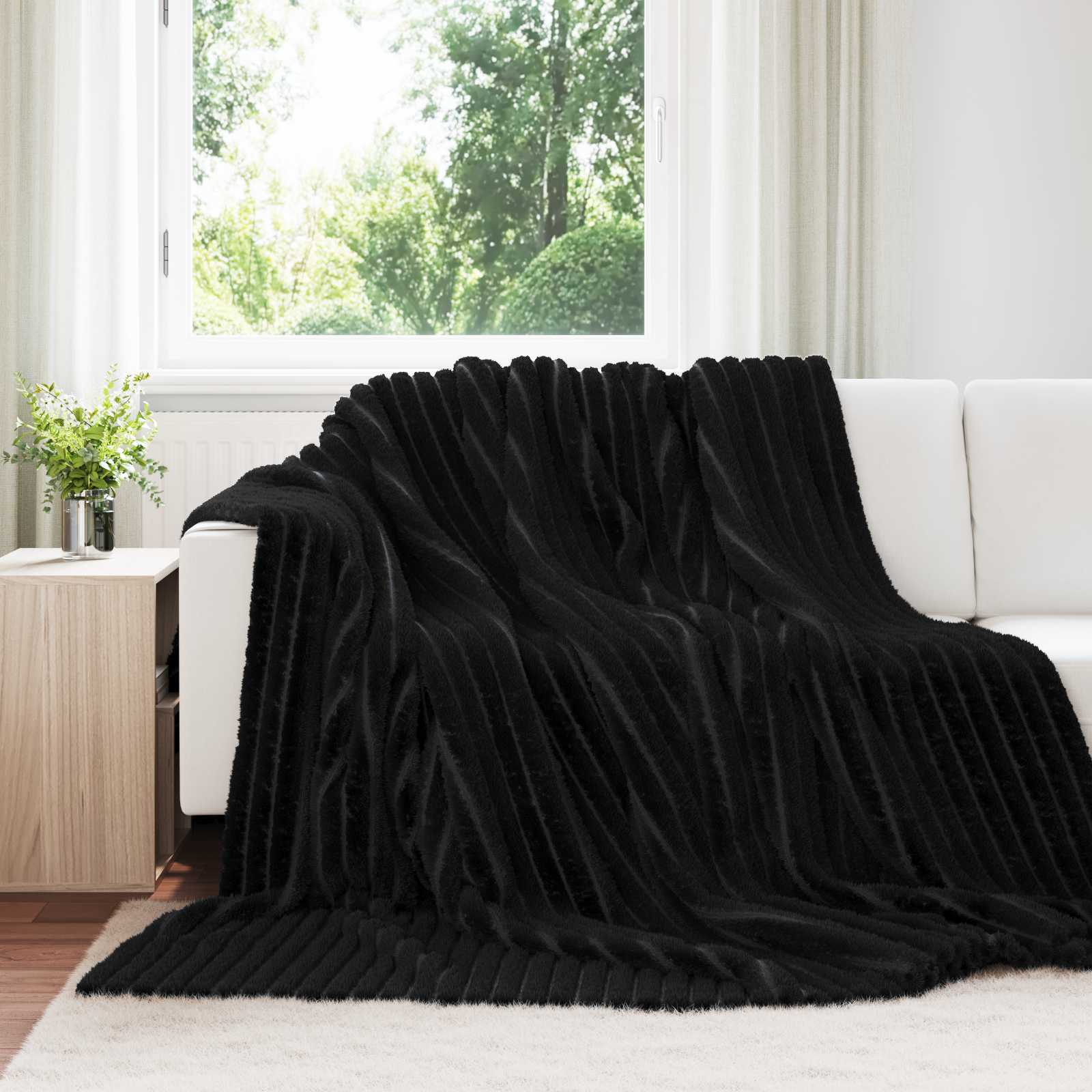 vidaXL Ριχτάρι Μαύρο 240 x 220 cm 1.36 kg Μαλλί