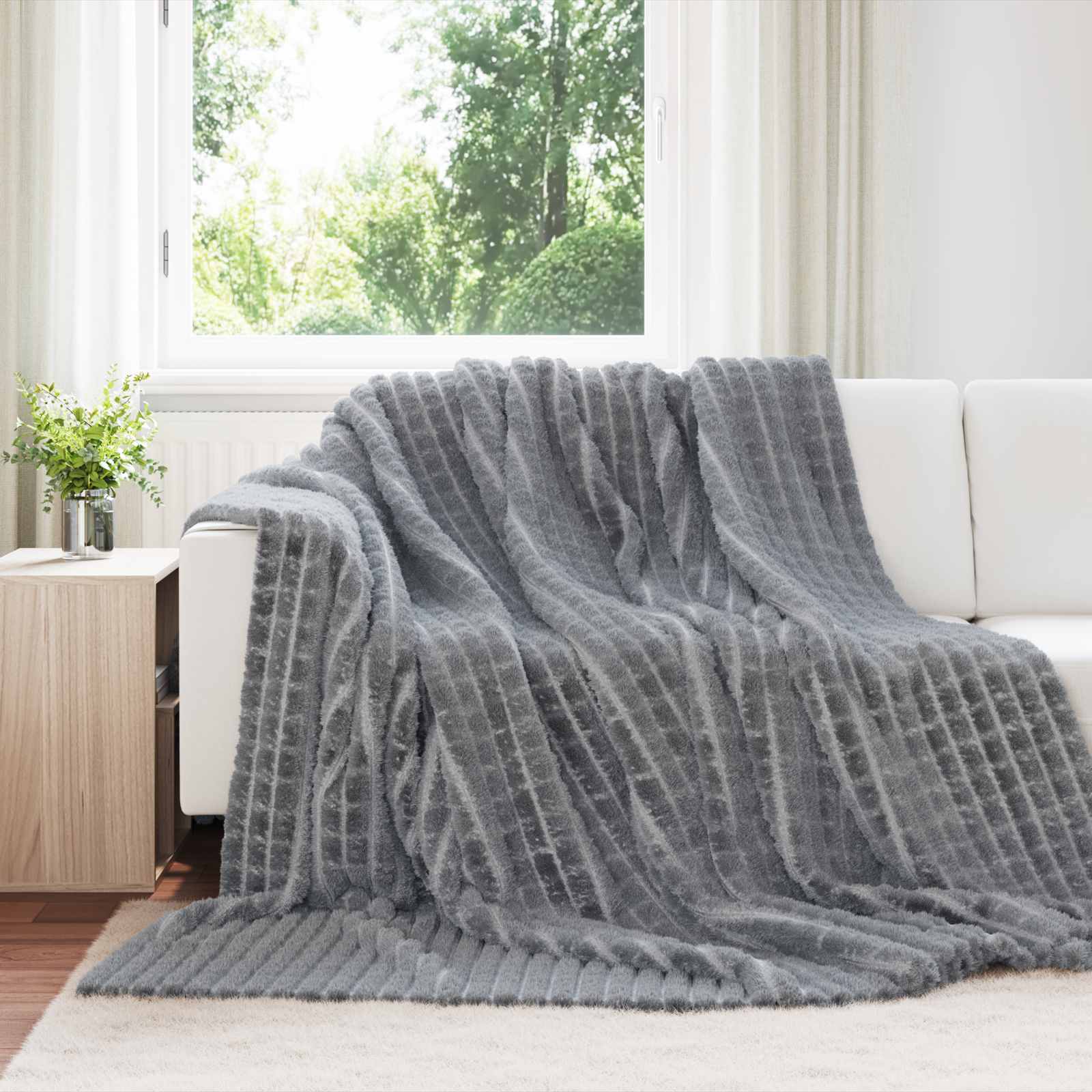 vidaXL Κουβέρτα Σκούρο Γκρι 270 x 240 cm 1.66 kg Μαλλί