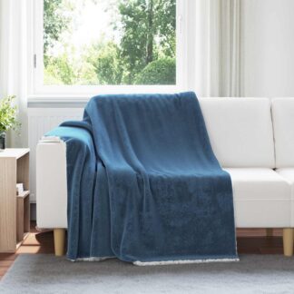 vidaXL Ριχτάρι Σκούρο μπλε 150 x 200 cm 1.64 kg Μαλλί