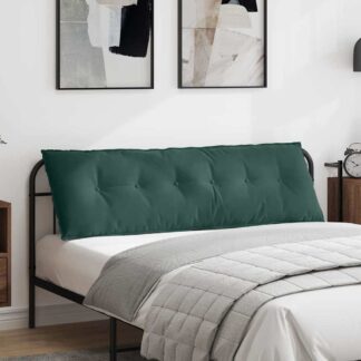 vidaXL Μαξιλάρι Πλάτης Σκούρο Πράσινο 160 x 50 cm Υφασμάτινο Κορντουρά