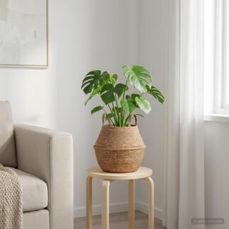 vidaXL Γλάστρα με Χερούλια Φυσικό Ø 22 x 20 cm 100% Θαλασσόχορτο
