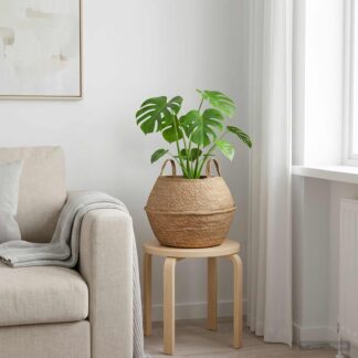 vidaXL Γλάστρα με Χερούλια Φυσικό Ø 45 x 36 cm 100% Θαλασσόχορτο