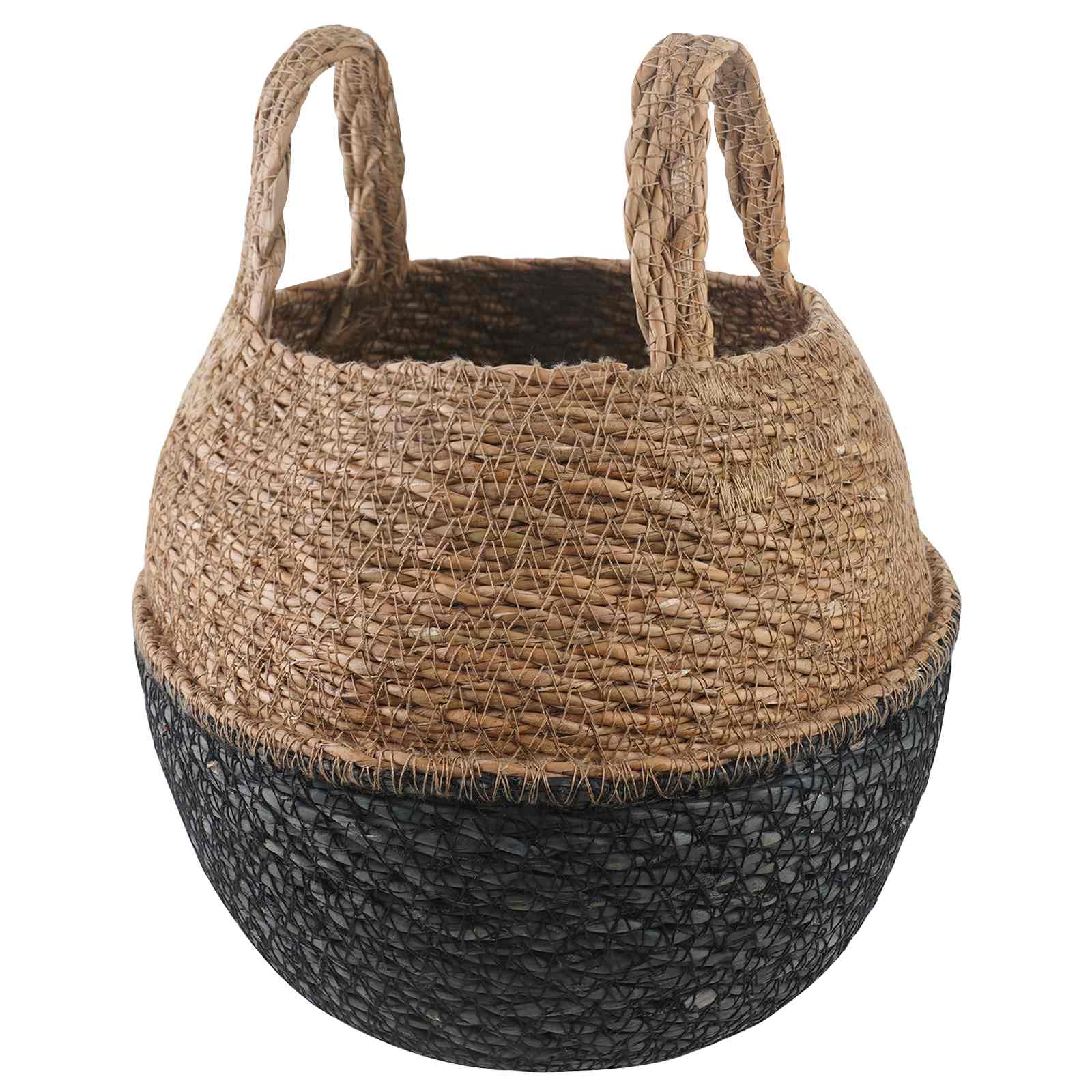 vidaXL Γλάστρα με Χερούλια Μαύρο Ø 22 x 20 cm 100% Θαλασσόχορτο - Image 2