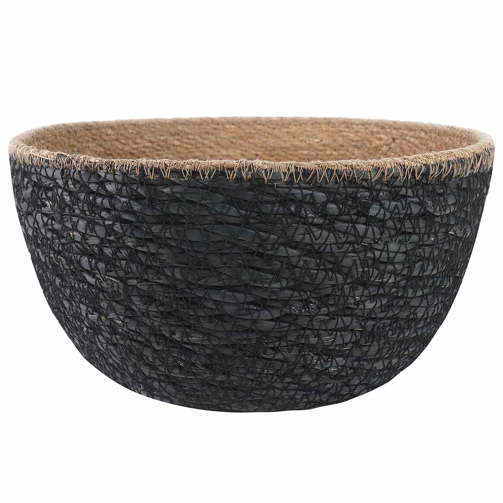 vidaXL Γλάστρα με Χερούλια Μαύρο Ø 22 x 20 cm 100% Θαλασσόχορτο - Image 3