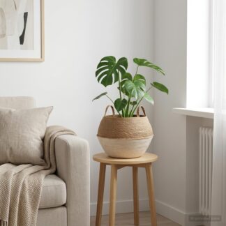 vidaXL Γλάστρα με Χερούλια Λευκό Ø 45 x 36 cm 100% Θαλασσόχορτο