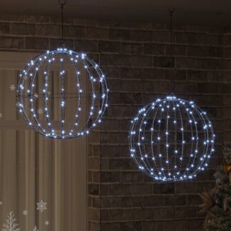 vidaXL Μπάλα 2 τμχ. Ψυχρό λευκό 50 x 50 x 52 εκ Μέταλλο 320 LED