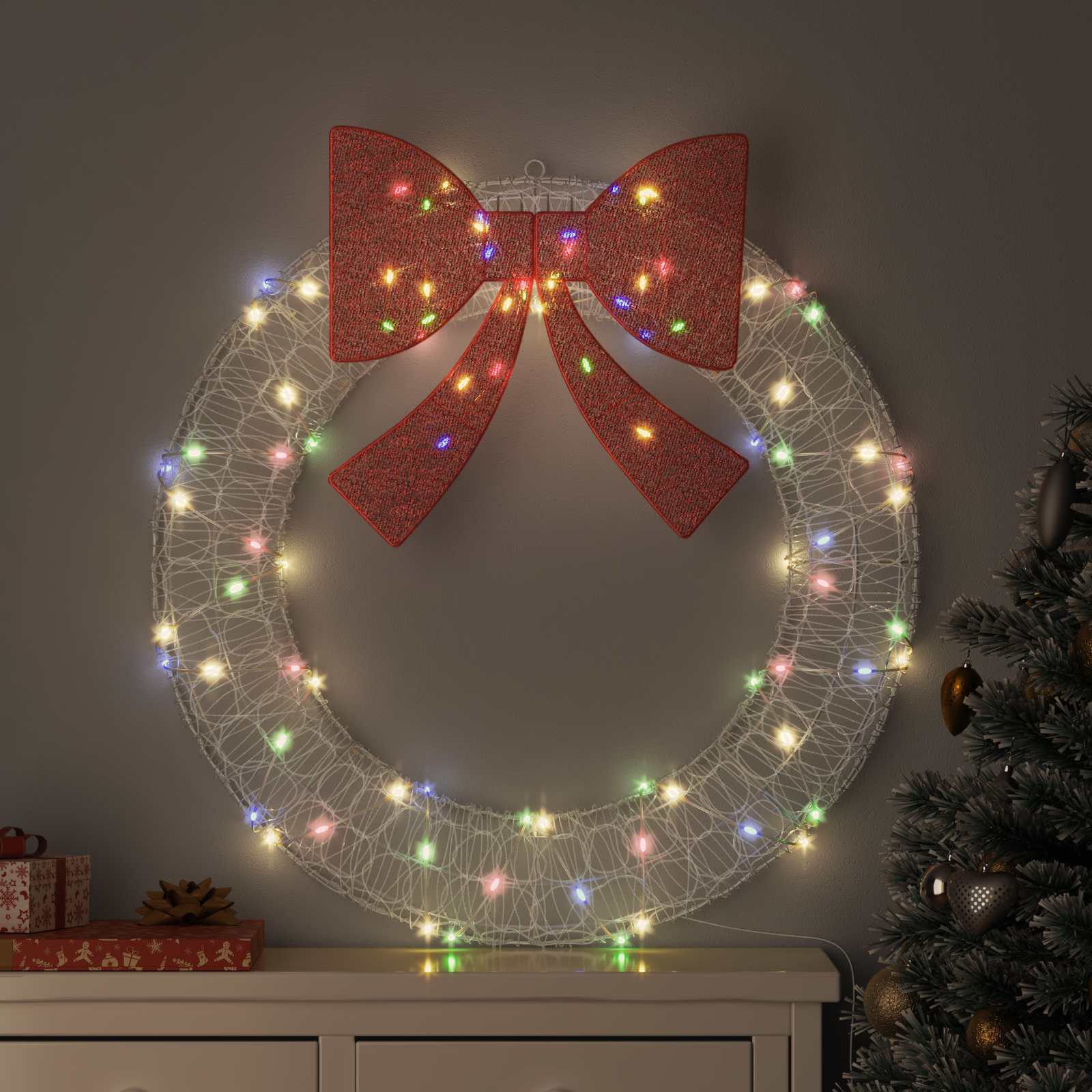 vidaXL Στεφάνι 80 LED Πολύχρωμο 92 x 92 x 9,5 εκ Ακρυλικό