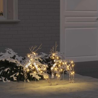 vidaXL LED Ελάφια 2 τμχ. 40 LED Θερμό λευκό 44 x 18 x 65,5 εκ PET