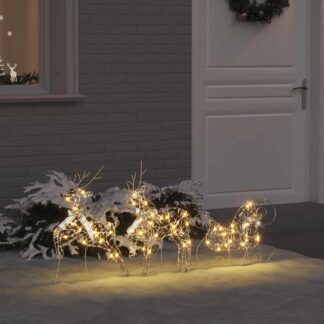 vidaXL LED Ελάφια 3 τμχ. 60 LED Θερμό λευκό 44,5 x 18 x 66 εκ PET