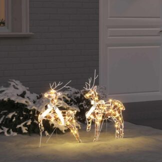 vidaXL LED Ελάφια 2 τμχ. 40 LED Θερμό λευκό 44 x 18 x 65,5 εκ PET