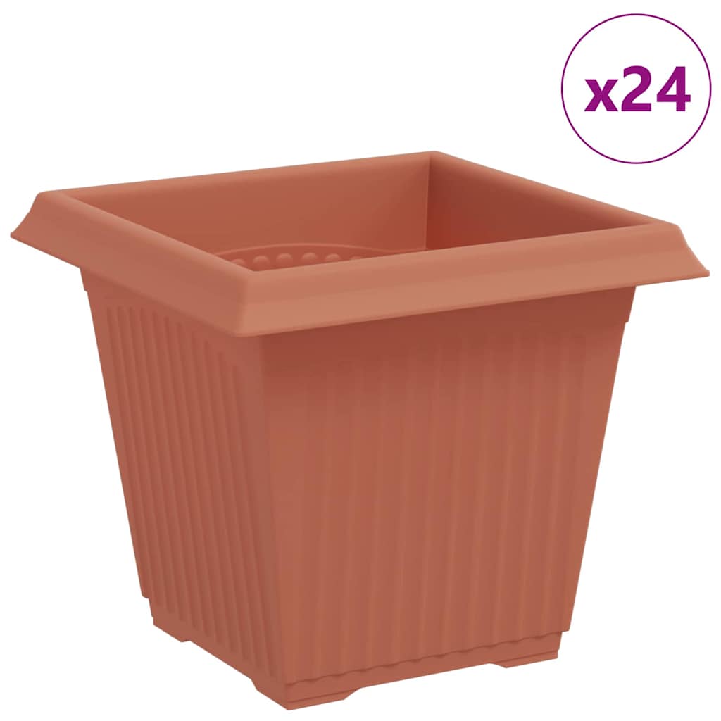 vidaXL Τετράγωνη Γλάστρα για Λουλούδια 24 τμχ. Κεραμιδί Πλαστικό - Image 2