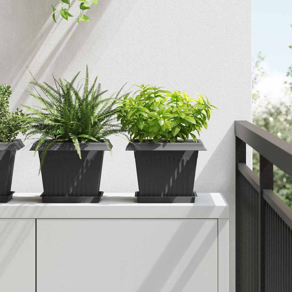 vidaXL Τετράγωνη Γλάστρα για Λουλούδια 24 τμχ. Μαύρο 23 x 23 x 17,5 εκ
