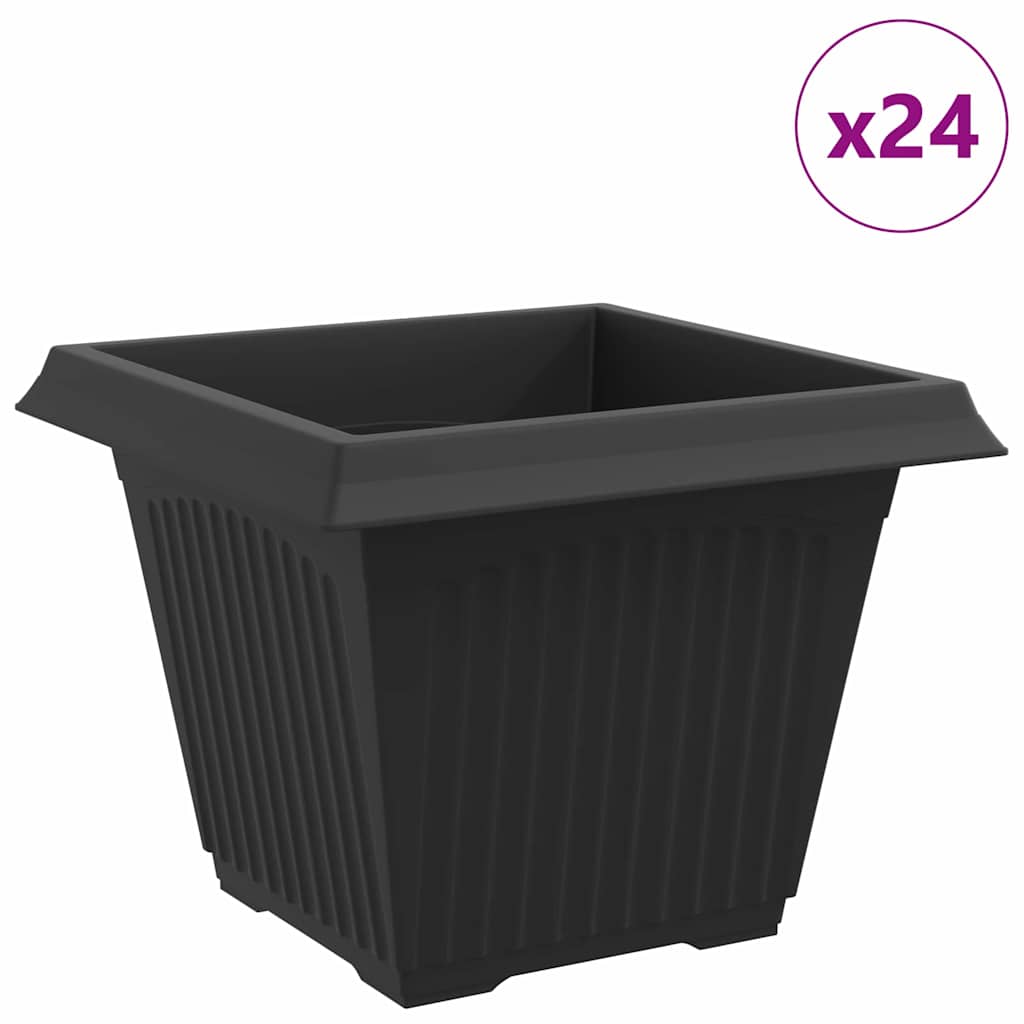vidaXL Τετράγωνη Γλάστρα για Λουλούδια 24 τμχ. Μαύρο 43 x 43 x 33,5 εκ - Image 2