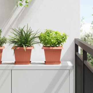 vidaXL Τετραγωνικός Δίσκος Λουλουδιών 24 τμχ. Κεραμιδί 15 x 15 x 2 εκ.