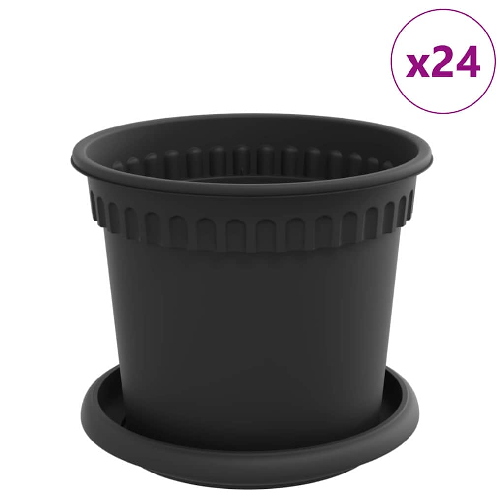 vidaXL Γλάστρες φυτών 24 τμχ. Μαύρο Πλαστικό - Image 2