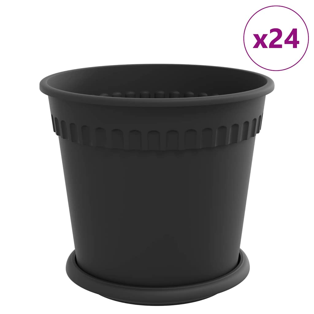 vidaXL Γλάστρες φυτών 24 τμχ. Μαύρο Πλαστικό - Image 2