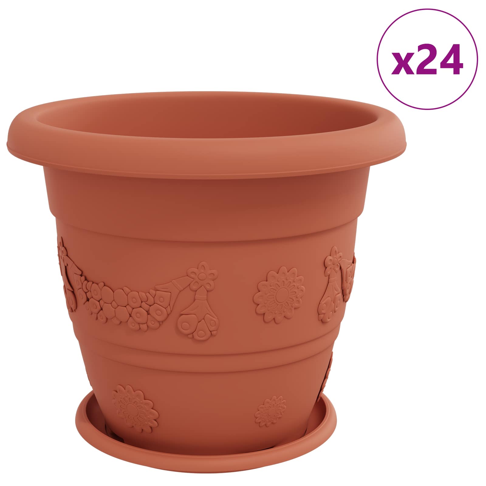 vidaXL Γλάστρες φυτών 24 τμχ. Κεραμιδί Ø 39 x 32 εκ Πλαστικό - Image 2