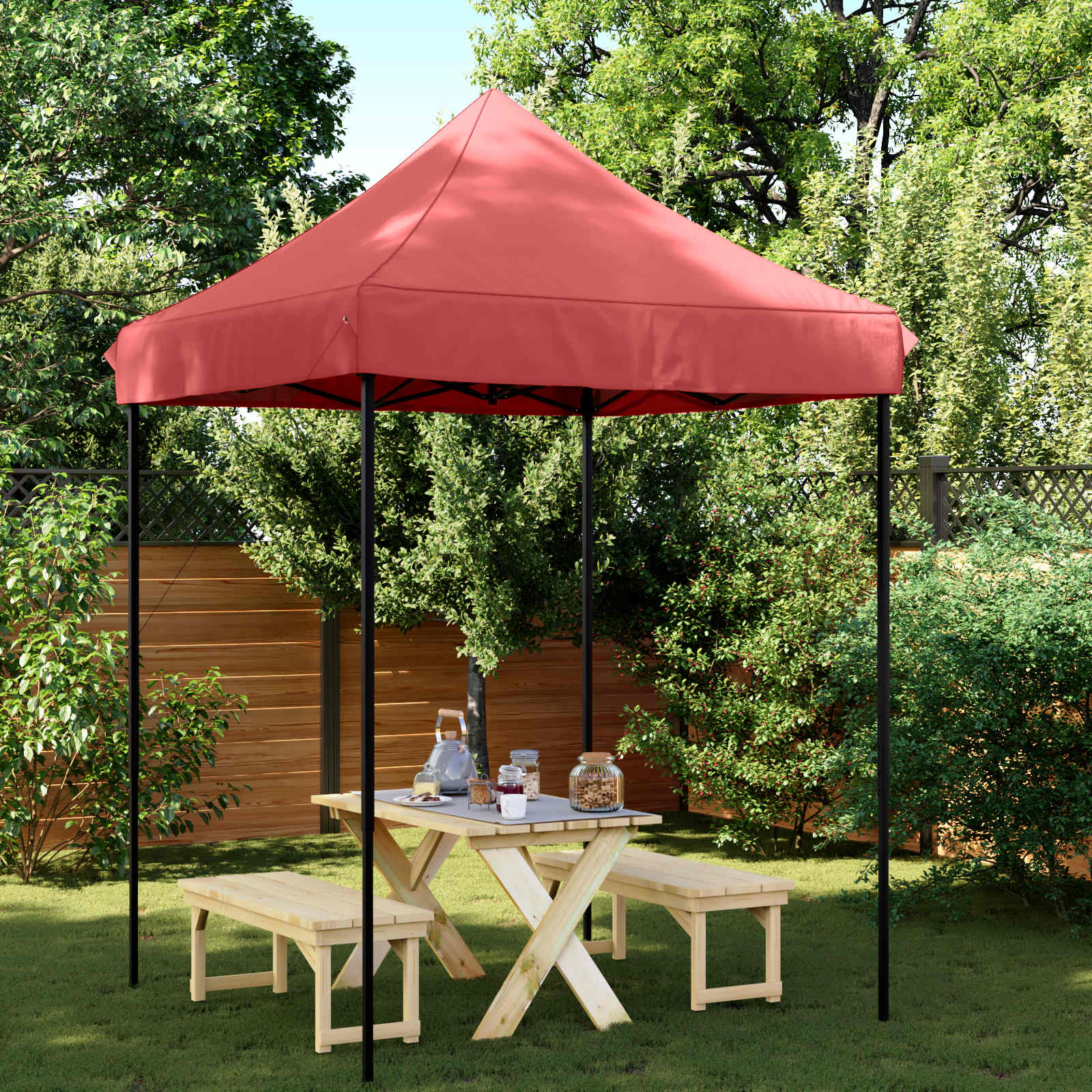 vidaXL Σκηνή Πάρτυ 200 x 200 x 306 εκ. Μπορντό Ύφασμα Όξφορντ