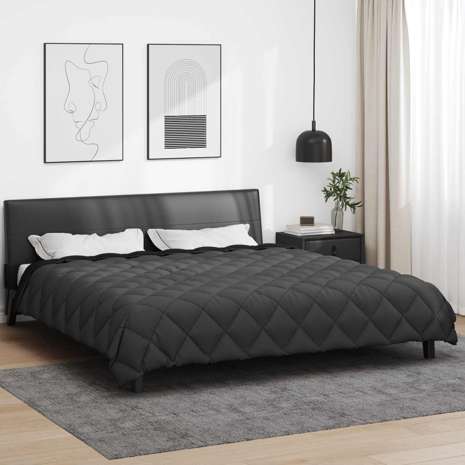vidaXL Χειμερινό Παπλωματοθήκη 220 x 260 cm 450 gsm Μαύρο και Ανθρακί
