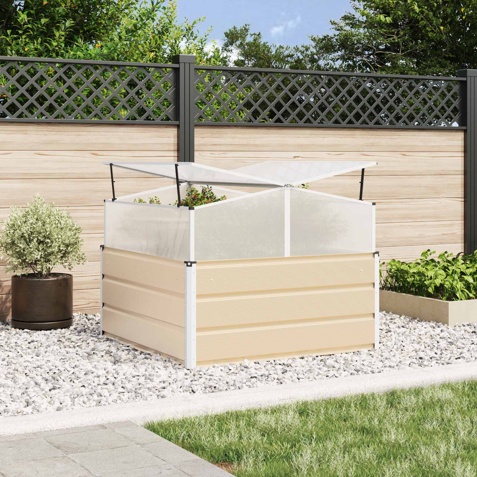 vidaXL Γλάστρα Ελεφαντόδοντο 100 x 100 x 77 cm Γαλβανισμένος Χάλυβας
