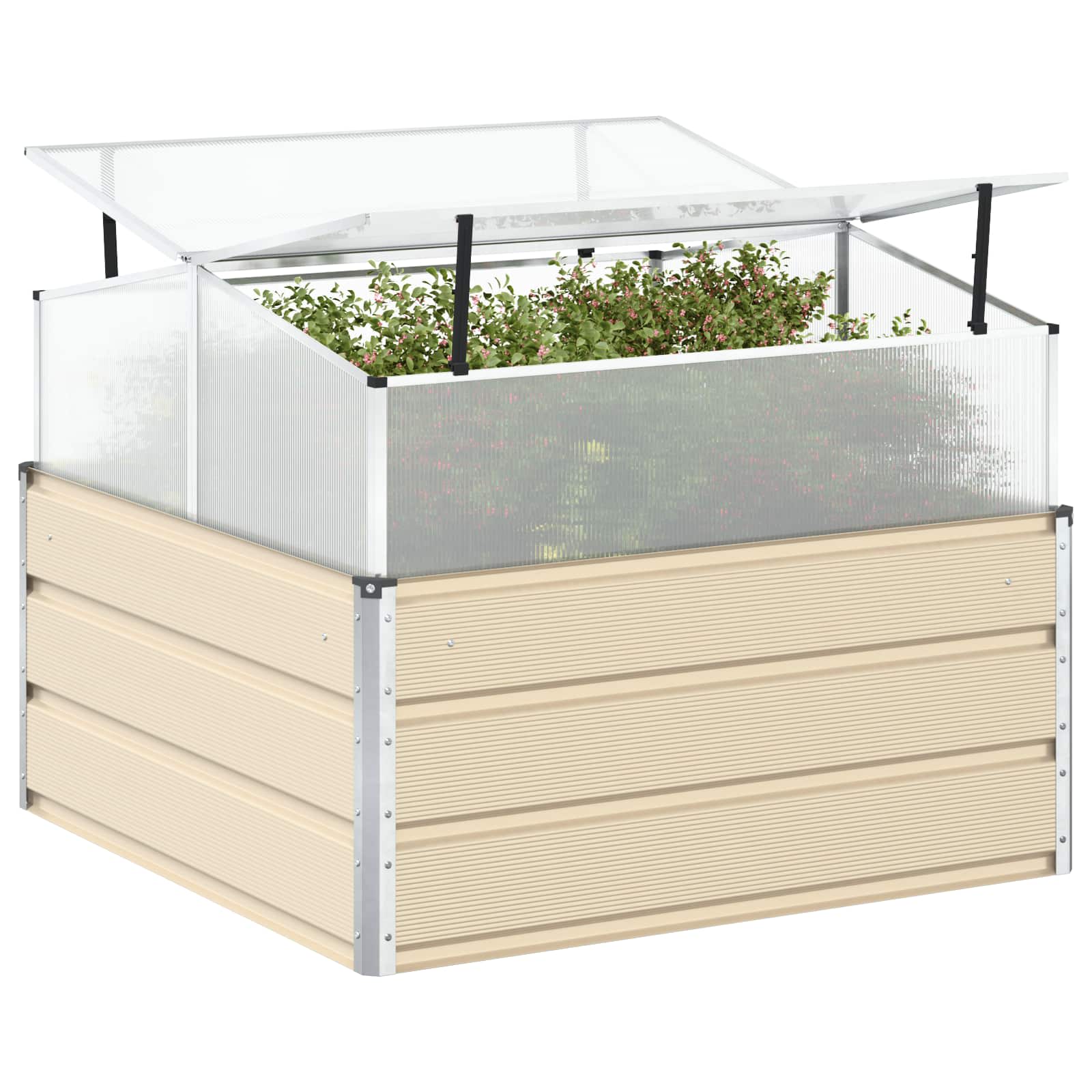vidaXL Γλάστρα Ελεφαντόδοντο 100 x 100 x 77 cm Γαλβανισμένος Χάλυβας - Image 3