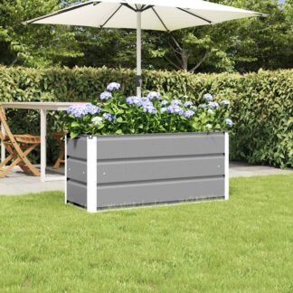 vidaXL Γλάστρα Ανοιχτό γκρι 100 x 40 x 45 cm Ατσάλι