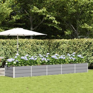 vidaXL Γλάστρα Ανοιχτό γκρι 400 x 80 x 45 cm Ατσάλι