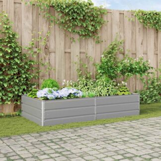 vidaXL Γλάστρα Ανοιχτό γκρι 195 x 100 x 45 εκ Γαλβανισμένος Χάλυβας