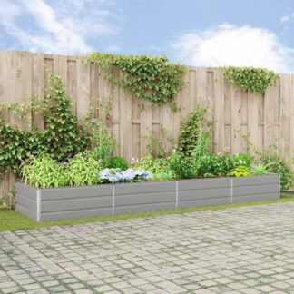 vidaXL Γλάστρα Ανοιχτό γκρι 385 x 100 x 45 εκ Γαλβανισμένος Χάλυβας
