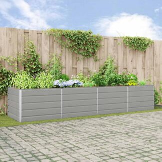 vidaXL Γλάστρα Ανοιχτό γκρι 385 x 100 x 75 εκ Γαλβανισμένος Χάλυβας