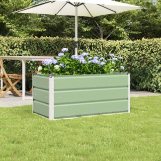 vidaXL Γλάστρα Παστέλ Πράσινο 100 x 50 x 45 cm Επικαλυμμένος Χάλυβας