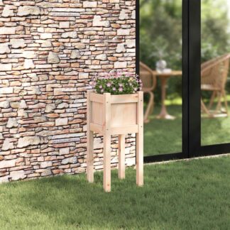 vidaXL Γλάστρα Κήπου Φύση 31 x 31 x 70 εκ Μασίφ Ξύλο Πεύκου
