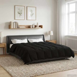 vidaXL Χειμερινό Παπλωματοθήκη 220 x 240 cm Χειμώνας Μαύρο Αναπνεύσιμο