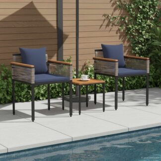 vidaXL Σετ Εξωτερικών Επίπλων Γκρι και Navy Blue συνθετικό ρατάν