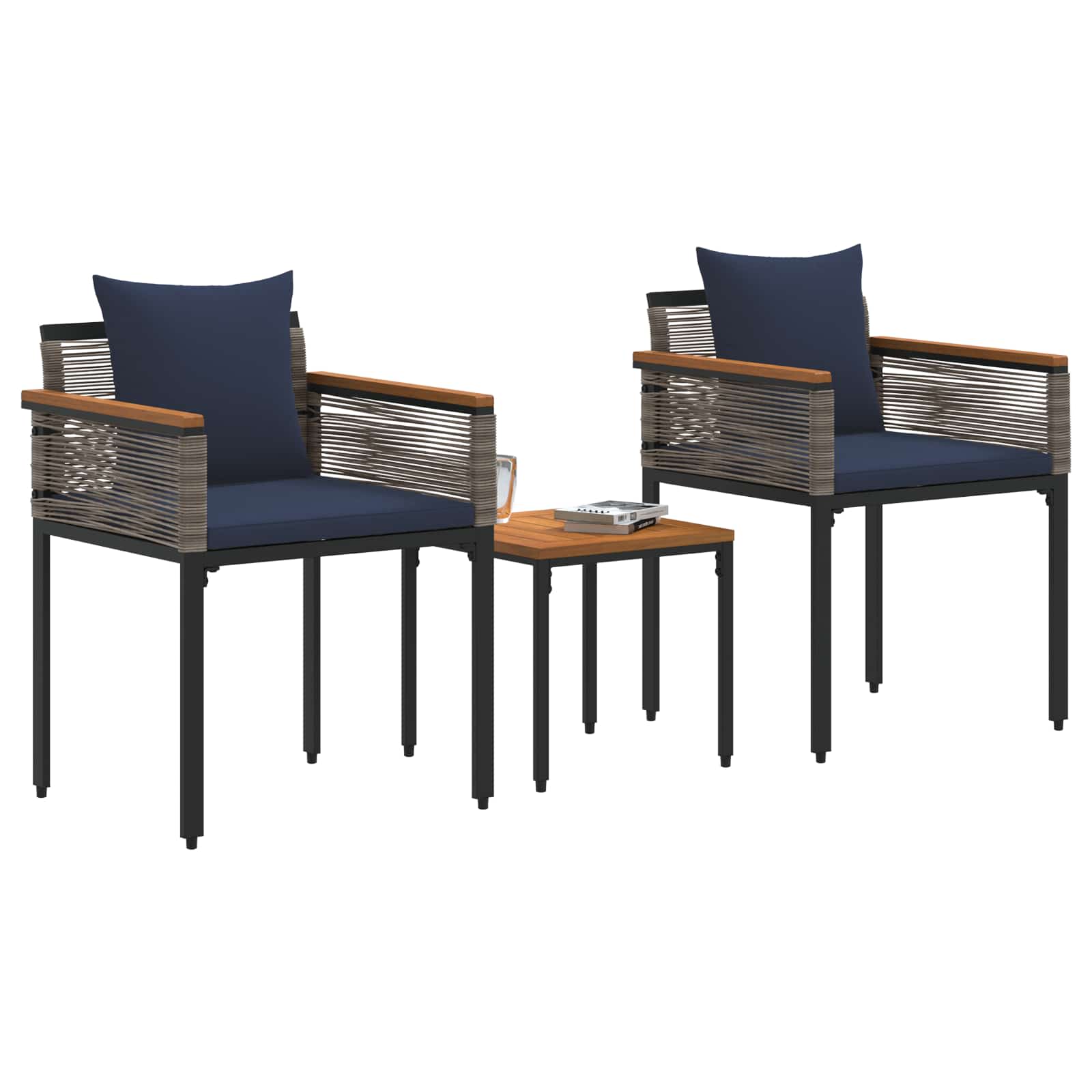 vidaXL Σετ Εξωτερικών Επίπλων Γκρι και Navy Blue συνθετικό ρατάν - Image 3