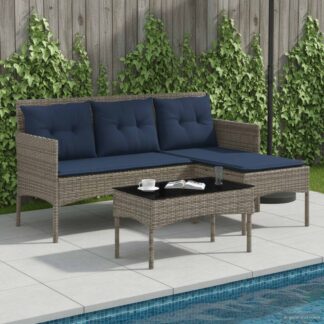 vidaXL Σετ Καναπέ Κήπου 2 τμχ. Γκρι και Navy Blue συνθετικό ρατάν
